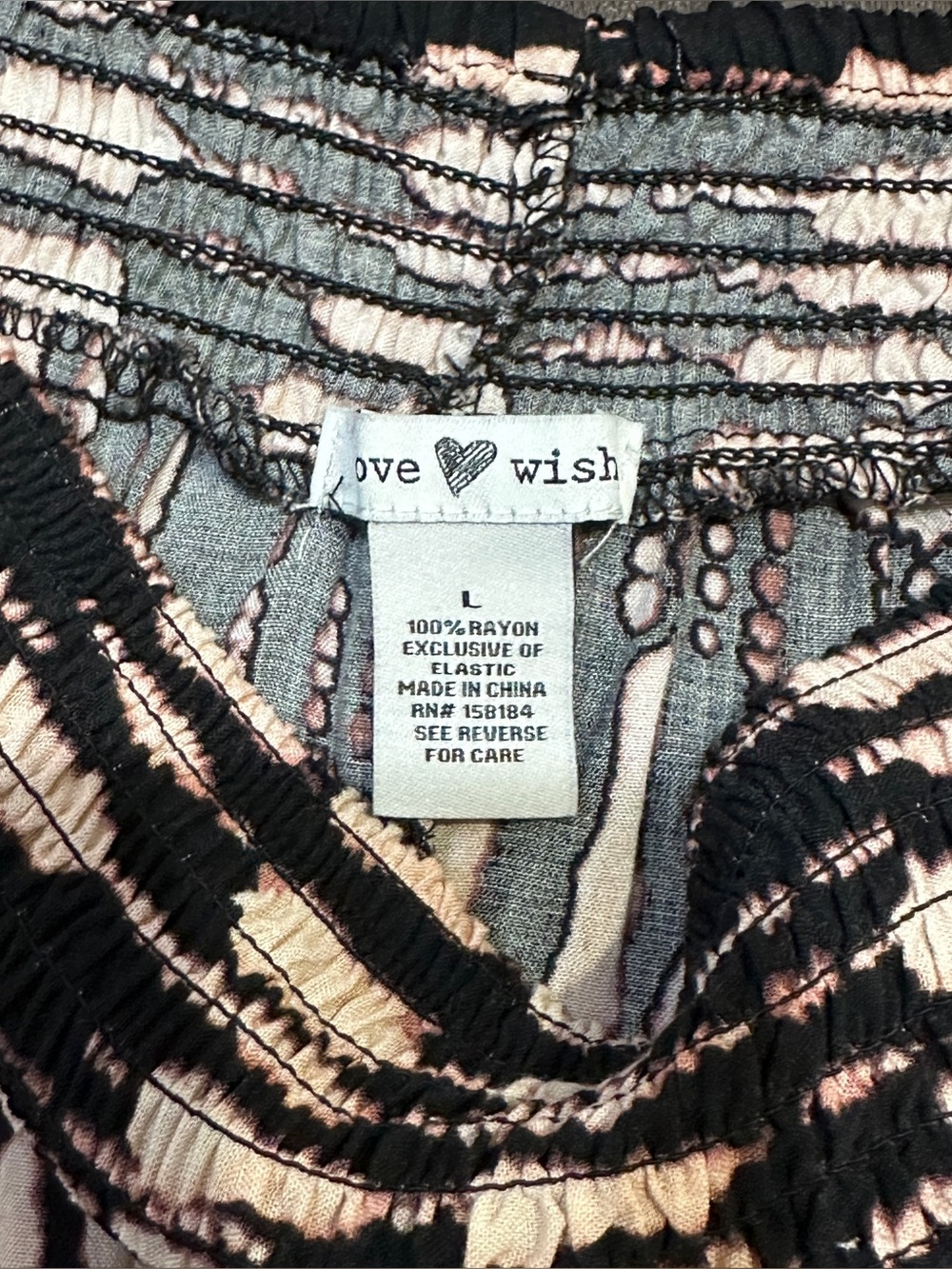 Boho Tie Dye Wide Leg Palazzo Pants Black Cream Festival Resort Large - Picture 9 of 9